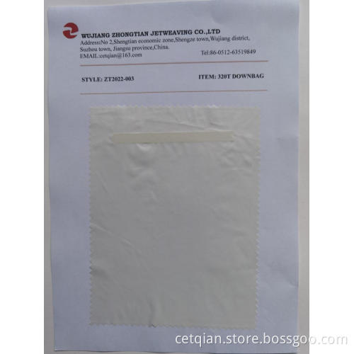 100% Polyester 320t Downbag Taffeta